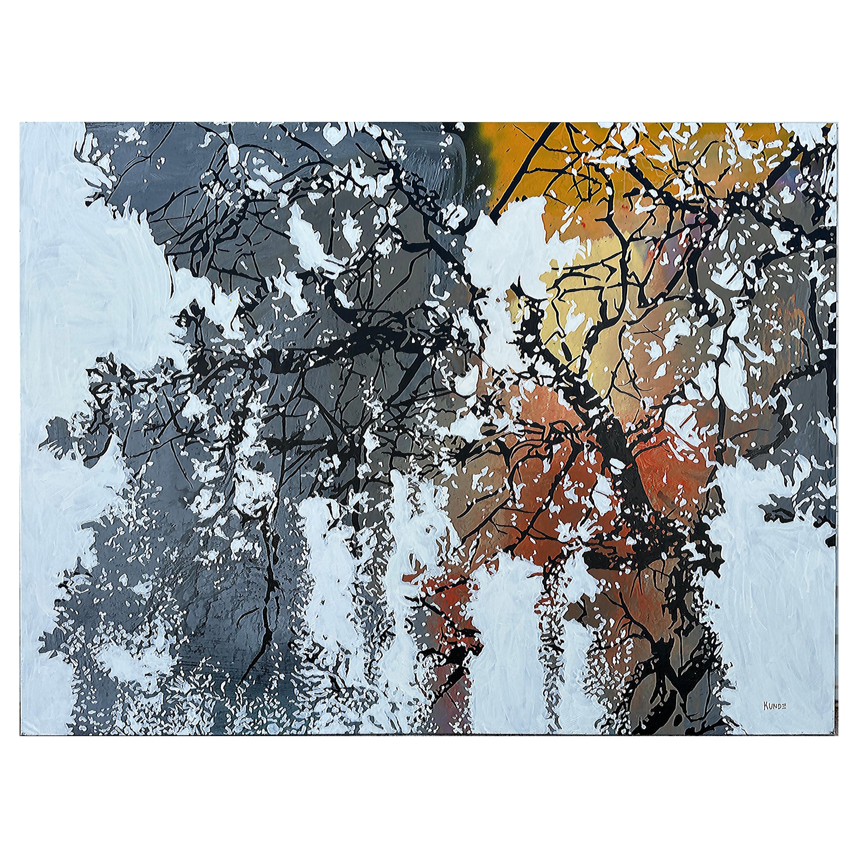 Ernesto Kunde, artiste brésilien-américain, peinture abstraite originale sur lin