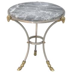 Polished Steel and Brass Gueridon Accent Table in the manner of Jansen