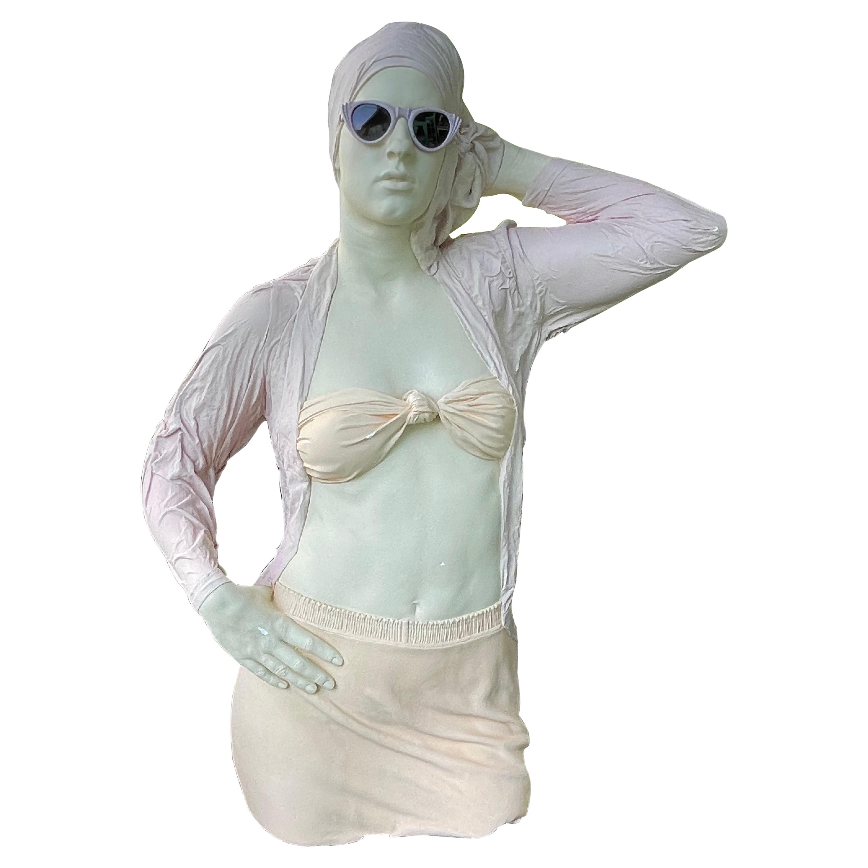 Marc Sijan’s Girl with Glasses  Lifelike Ceramic Sculpture For Sale