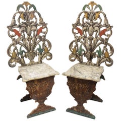 Exceptional Pair of Antique Venetian Side Chairs