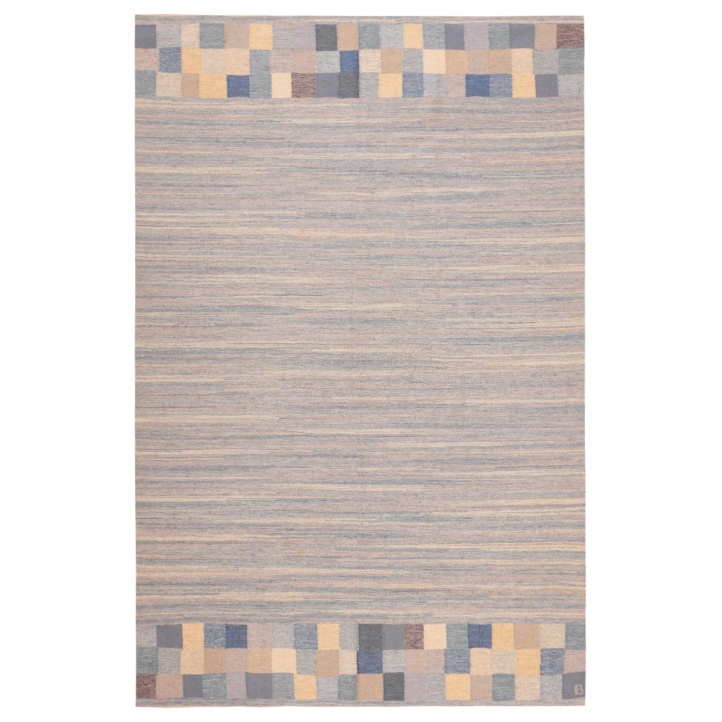 Tapis Kilim scandinave suédois signé Bohusslojd 6'7" x 10'