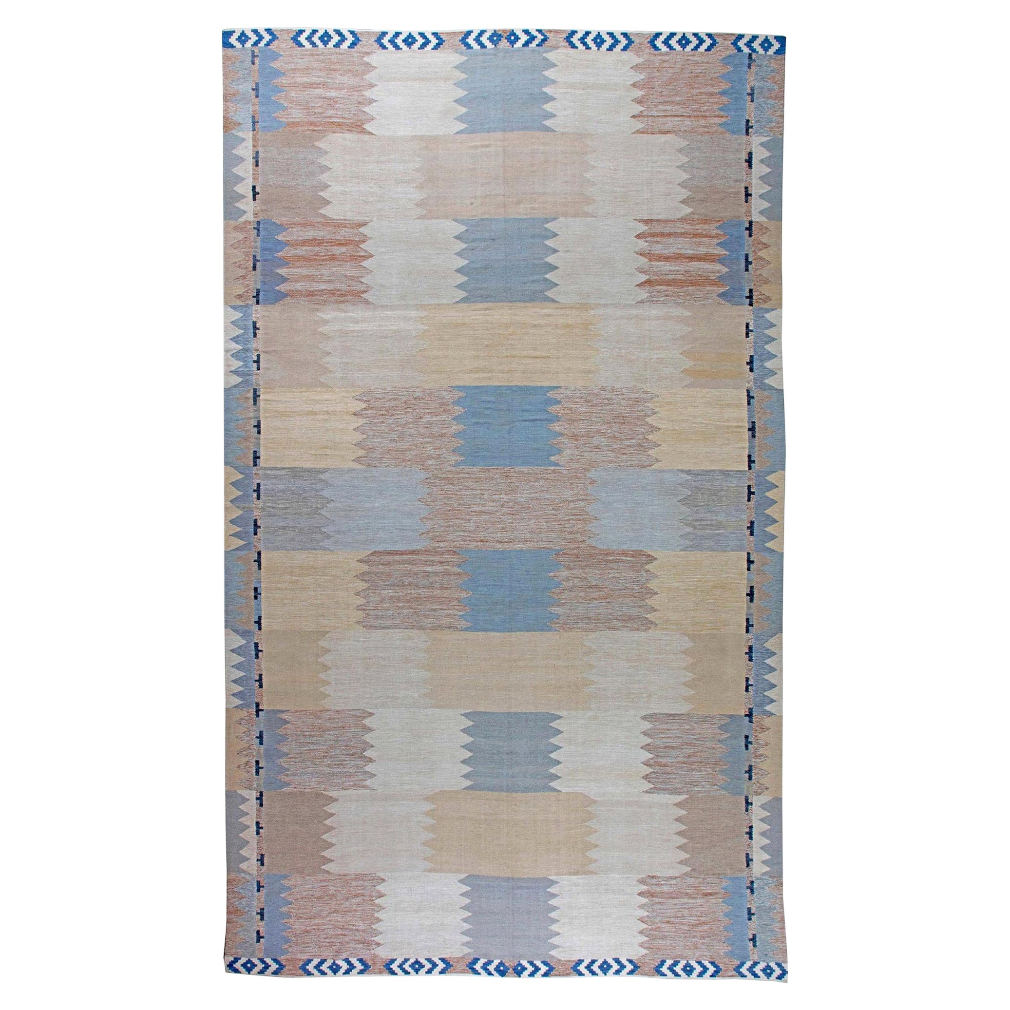 Contemporary Swedish Design Flat-Weave Wool Rug by Doris Leslie Blau For Sale