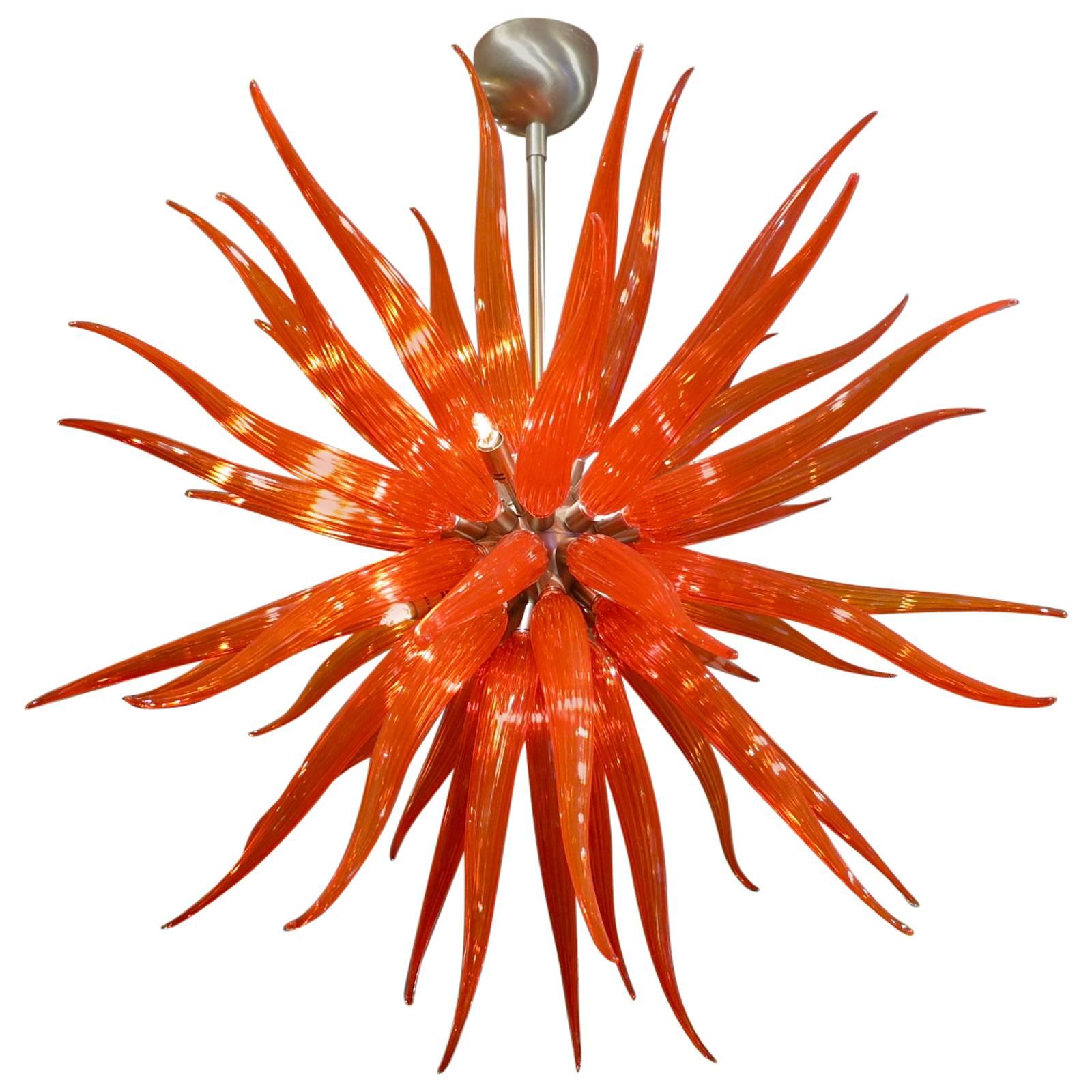 Red Murano Glass Medusa Sputnik Chandelier 