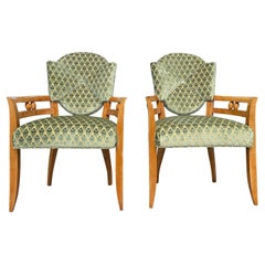 20th Century Pair of French Vintage Art Deco Oakwood Armchairs by André Arbus