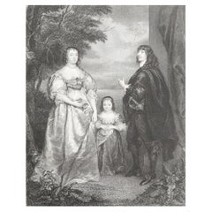 Original Antiker Druck einer aristokratischen Familie nach Van Dyck. Datiert 1832