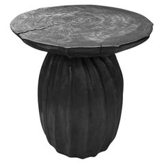 Sculptural Side Table Mango Wood Burnt Finish