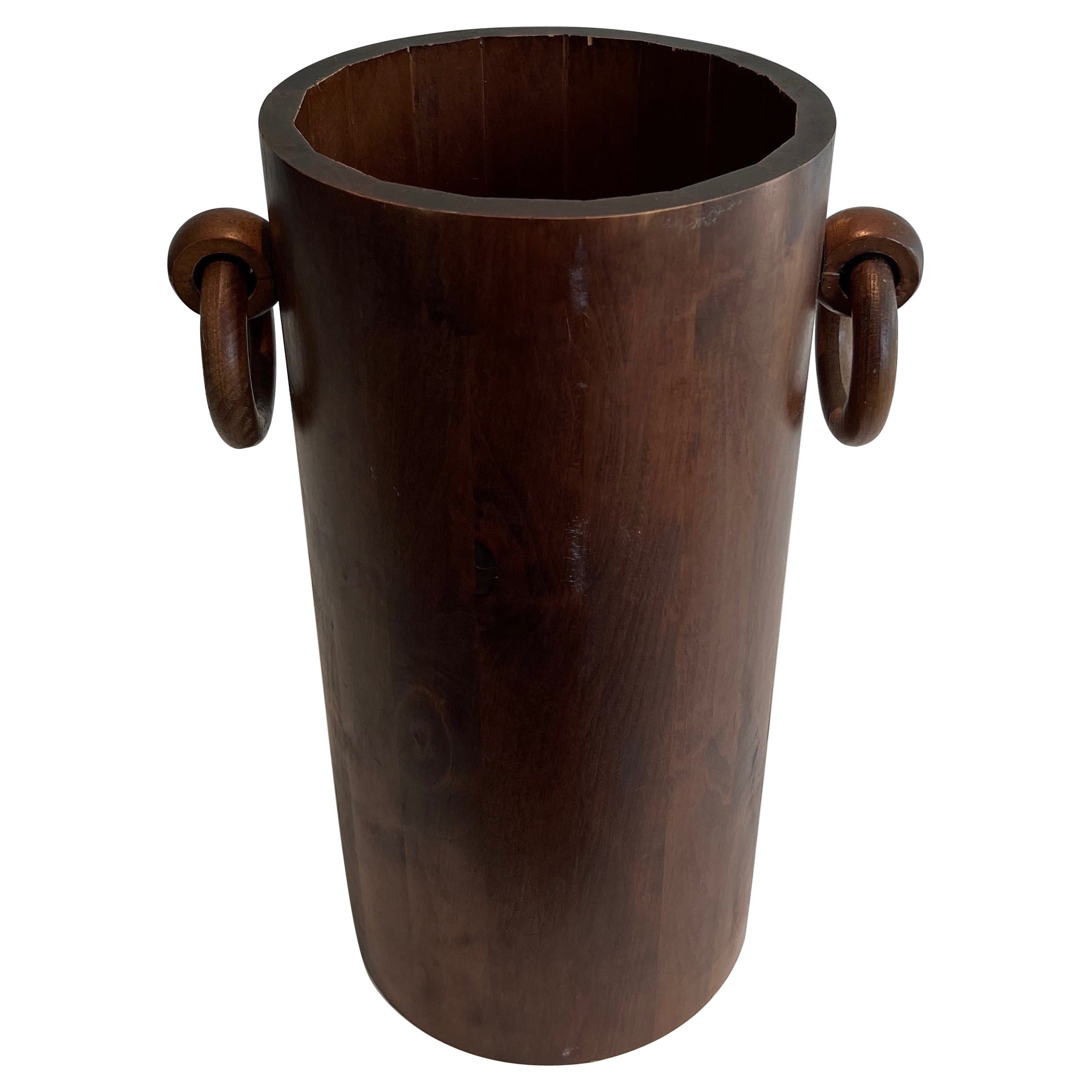 Brutalist Wooden Umbrella Stand For Sale