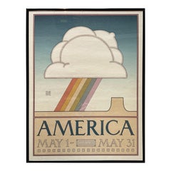 Antique 1974 David Lance Goines "America" For Hastings Clothing Store, San Francisco