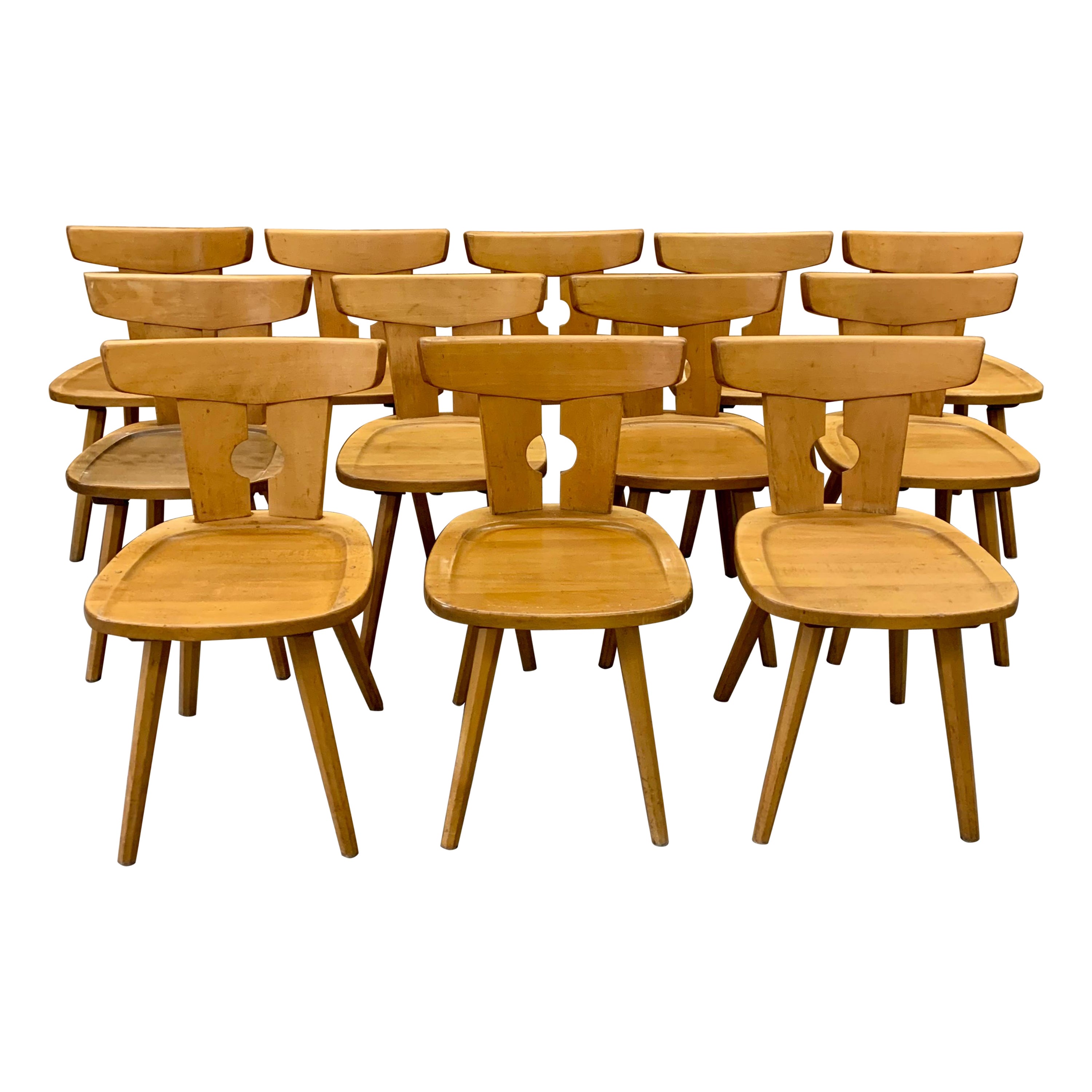 Vintage Beech Chalet Chairs For Sale