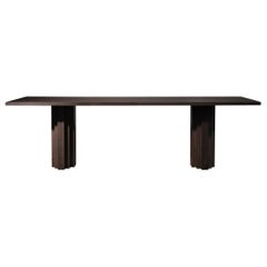 Monumental brutalist Solid Oak Wooden Brut Slim Dining Table