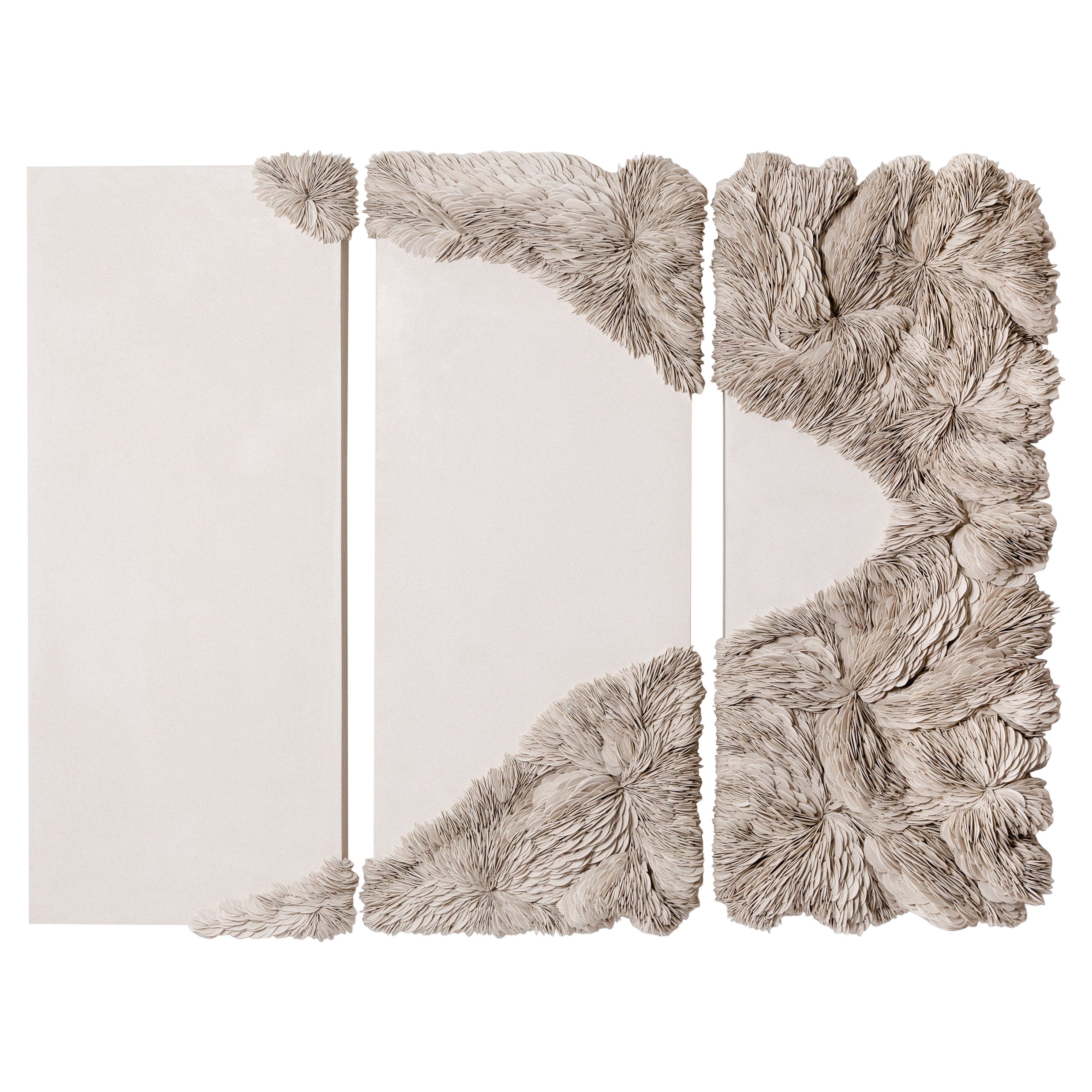 Collapsed Triptych in Sand, porcelain & plaster wall artwork by Olivia Walker