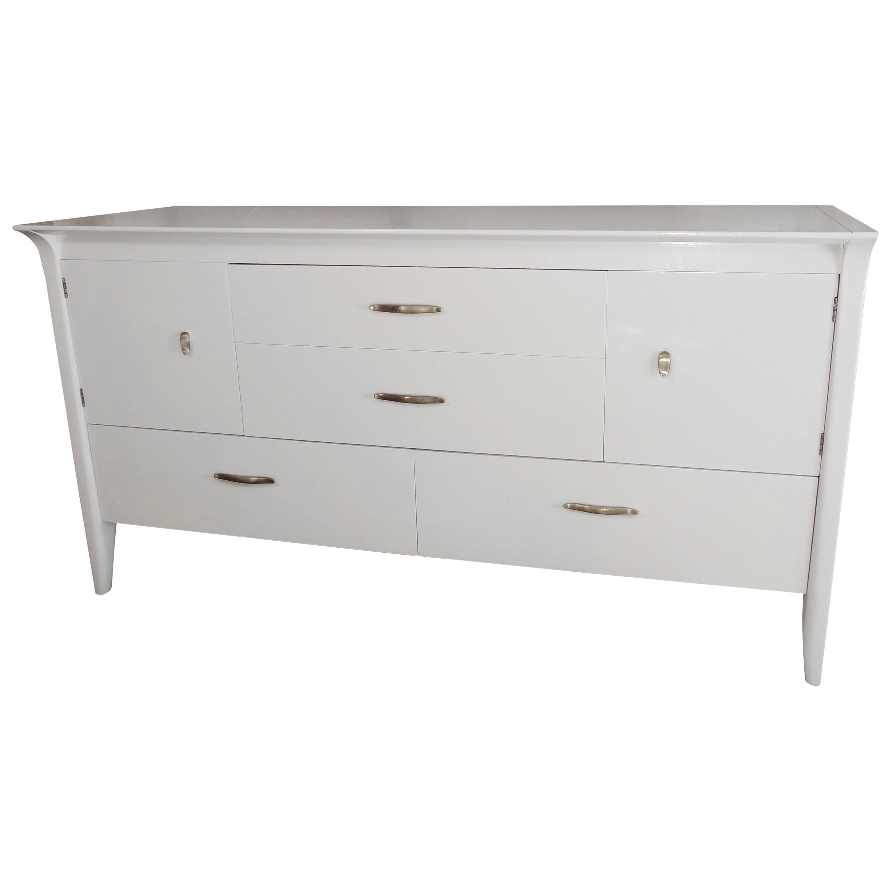 White Lacquered Mid-Century Modern Drexel Credenza "Saturday Sale"