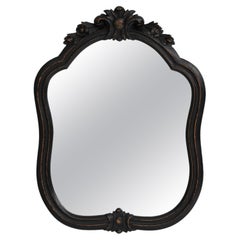 20th Century French Wood Black Patinated Mirror