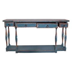 Primative Blue Wooden Hall Table