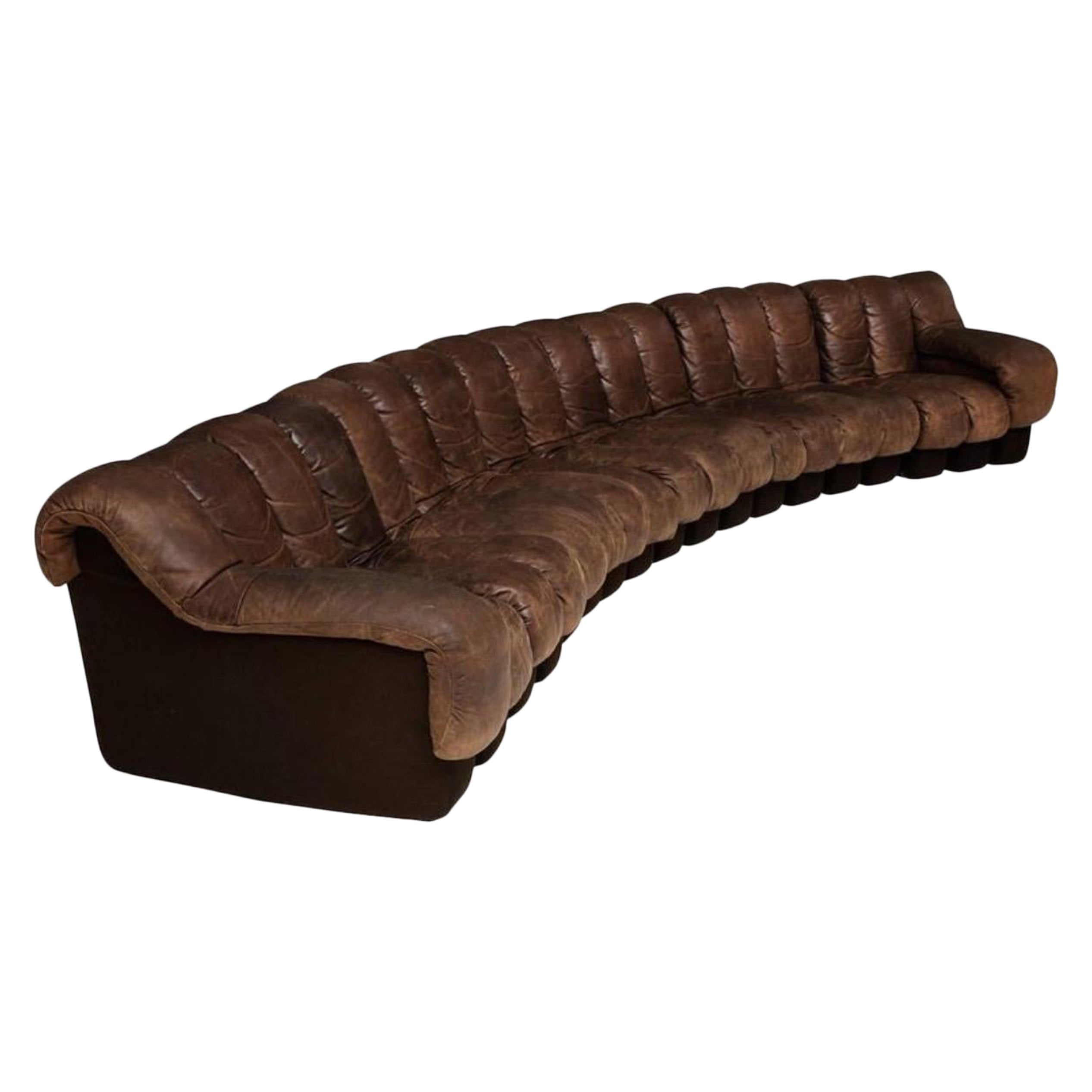 DeSede 600 Non Stop Chocolate Brown 18 Element Sofa, 1970s