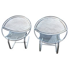 Retro Pair of Cantilever Bouncer Radar Lounge Chairs Tempestini Salterini Clamshell 