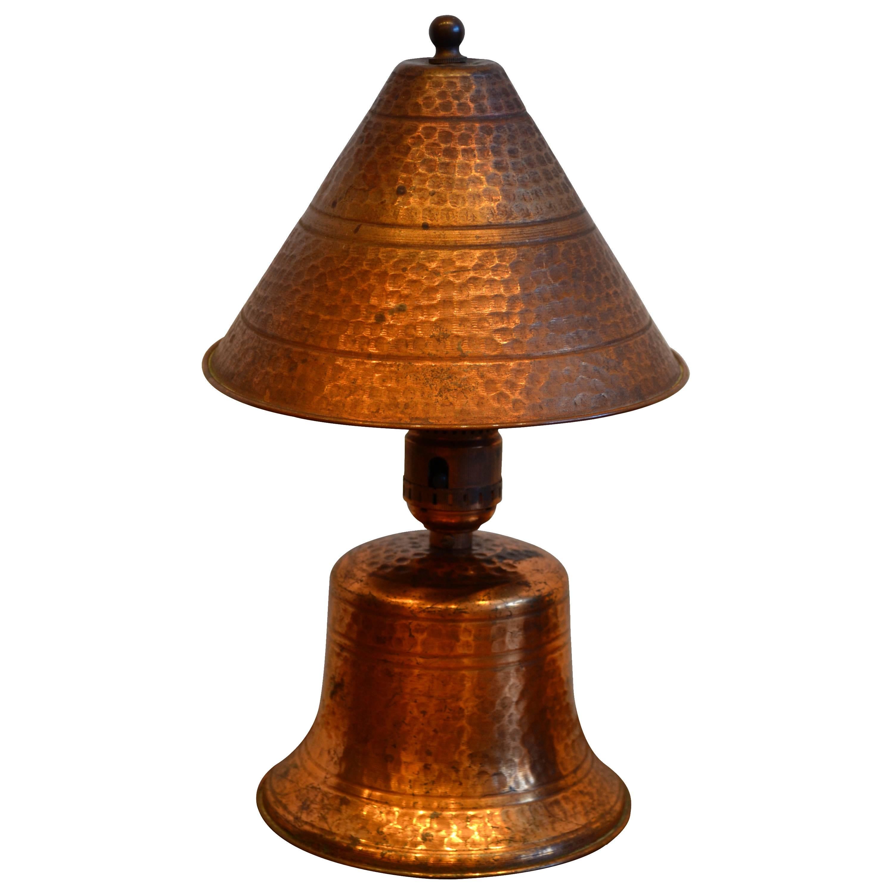 Arts and Crafts Hammered Copper Desk Lamp Circa 1930's
