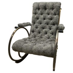 Retro Mid-Century Lee Woodward Tufted Chenille Sculptural Rocking Chair