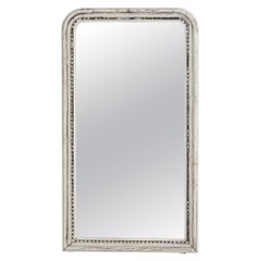 19th Century French Wood White Patinated Mirror