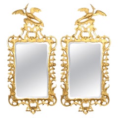 Vintage Superb Pair Of Gilded Carver's Guild Phoenix Birds Left and Right Pair Mirrors