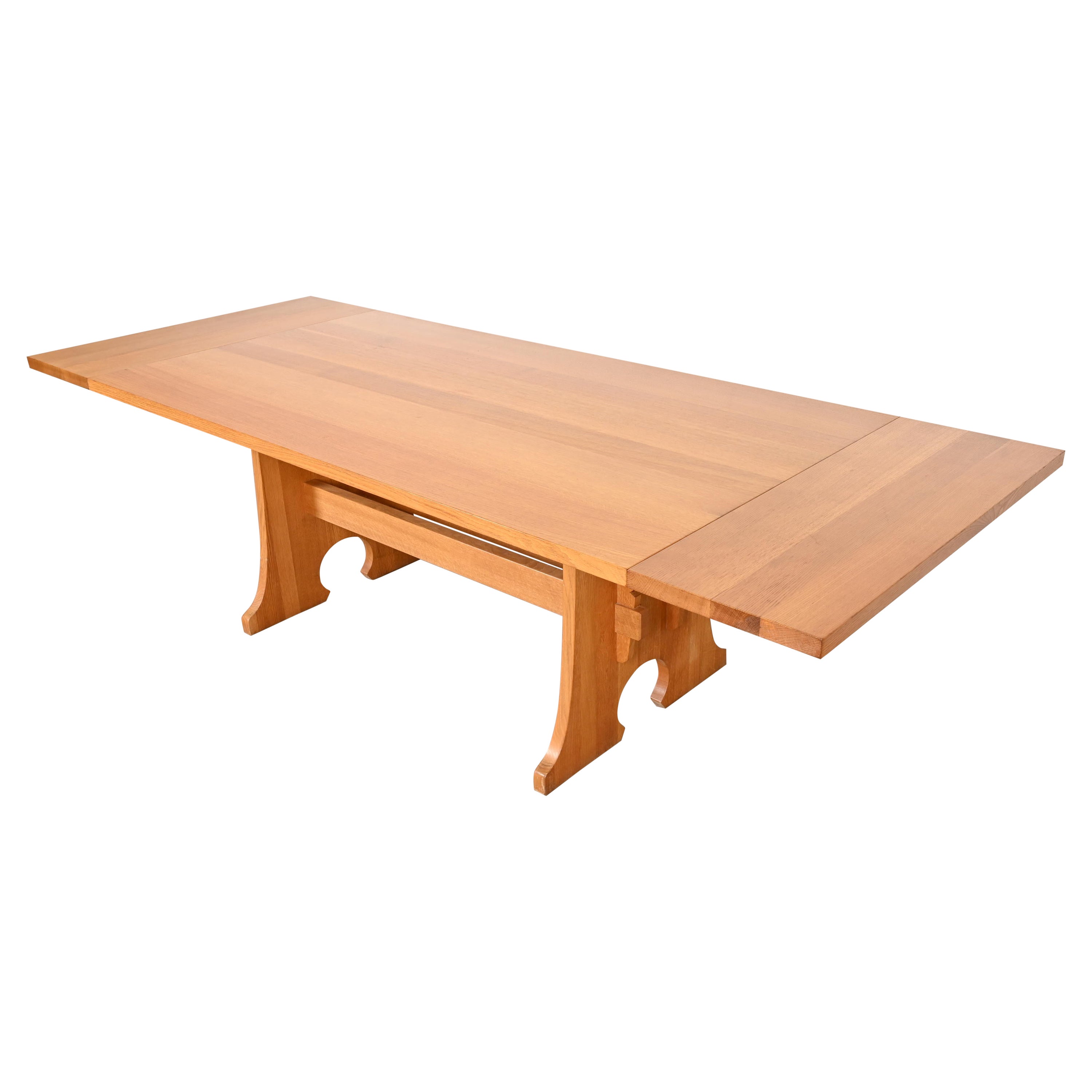 Stickley Mission Oak Arts & Crafts Trestle Base Extension Dining Table For Sale