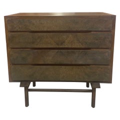 Retro Mid Century Modern Custom Made Oak Dresser With Burl Accent.