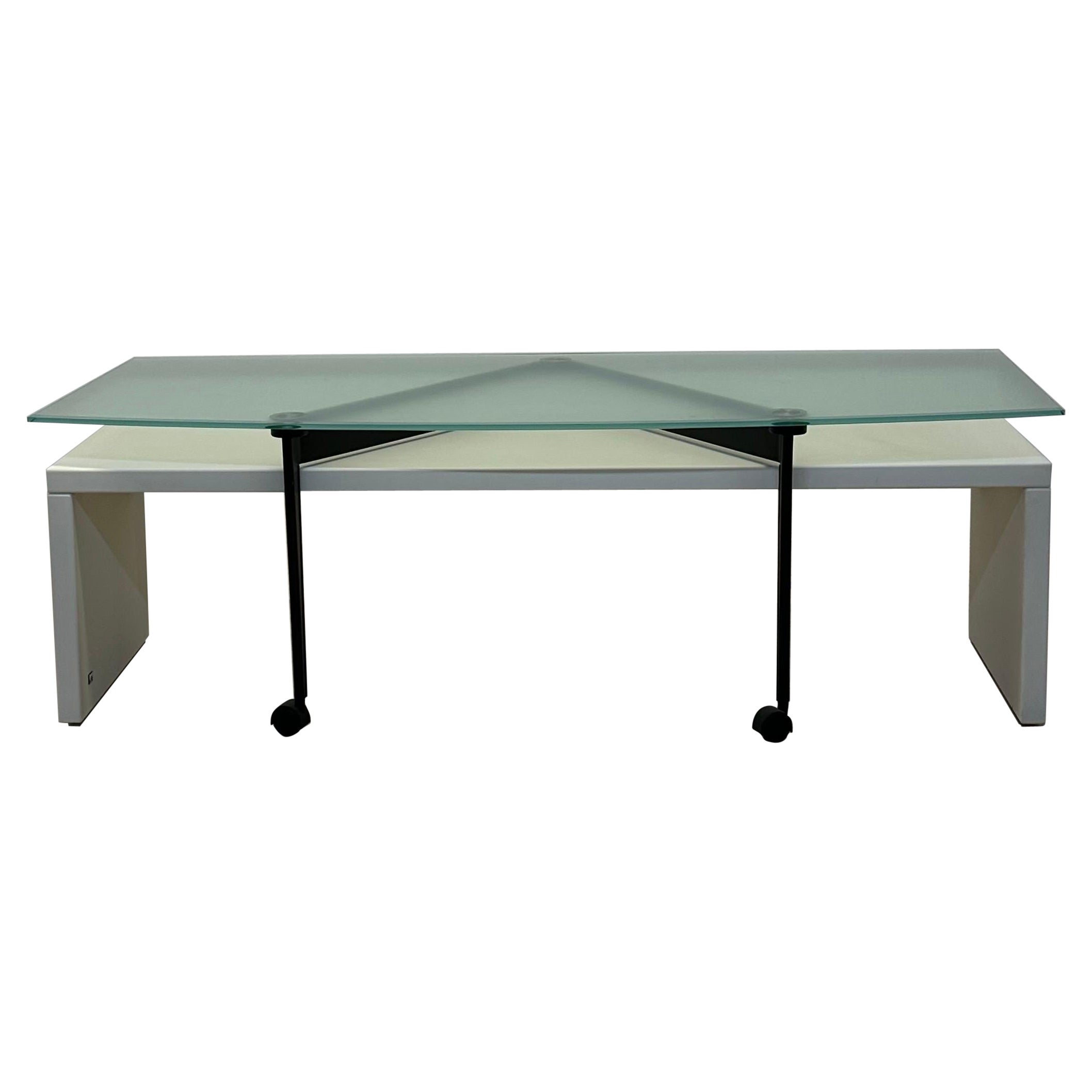 B&b Italia 360 Degree Rotating Glass Top Coffee Table, 1990s For Sale