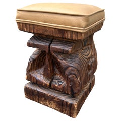 Vintage Wonderful Witco Tiki Hand Carved Stool , c. 1960s