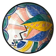 Vintage Boho Pereiras Portugal Glazed Ceramic Hand Painted Bowl