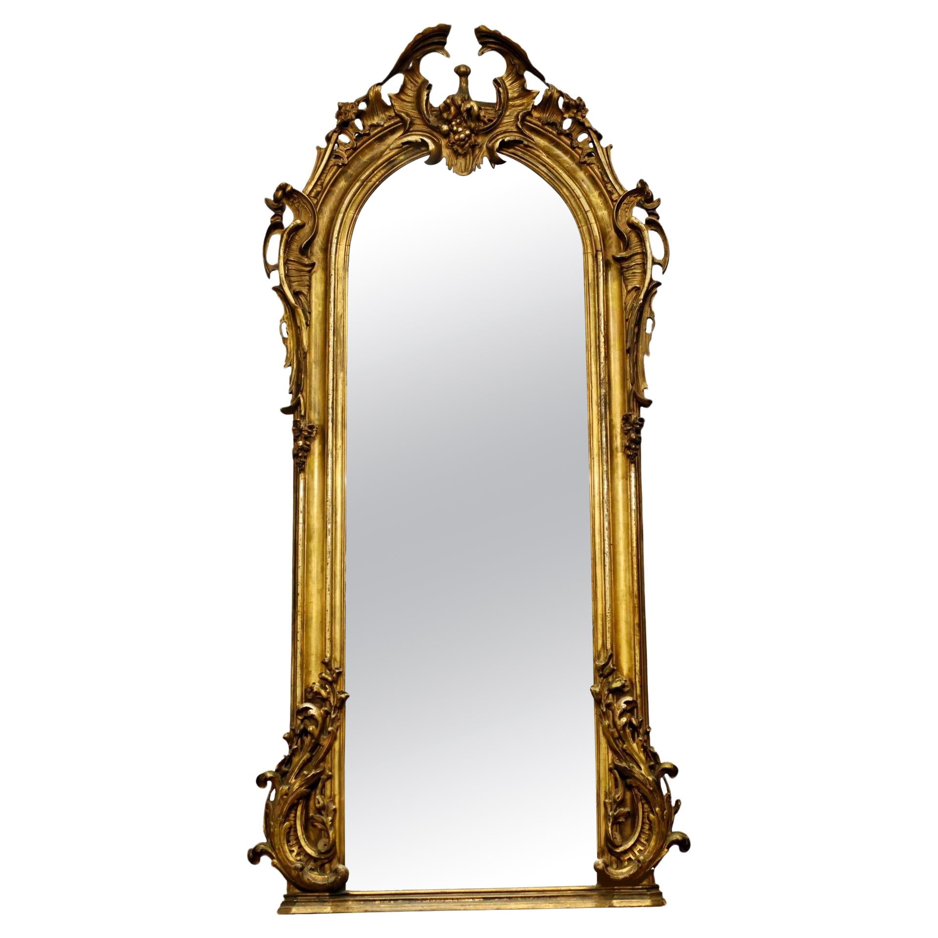 Antique French Gilt Pier Mirror 1880 For Sale