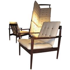 Pair of Rosewood Armchairs and Sofa Designed by Grete Jalk for P. Jeppesens