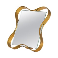 20th Century Fontana Arte Table Mirror with Brass Frame '50s