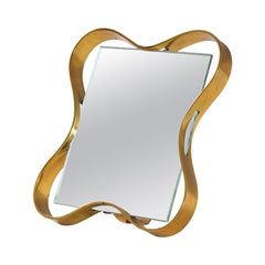 Miroir de table Fontana Arte du 20ème siècle avec cadre en laiton, années 50