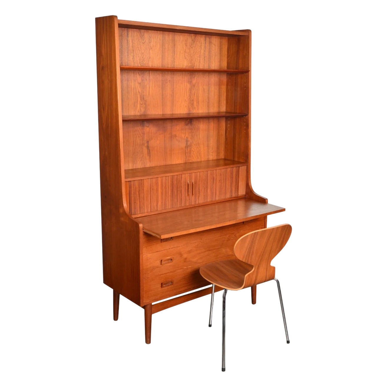 Johannes Sorth Bookcase / Secretary Desk In Teak For Sale