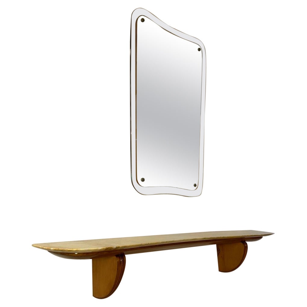 Italian Art Deco Set of Console and Mirror By Paolo Buffa, 1940s