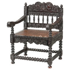 Antique An extremely rare, possibly unique, Sri Lankan ebony child's armchair