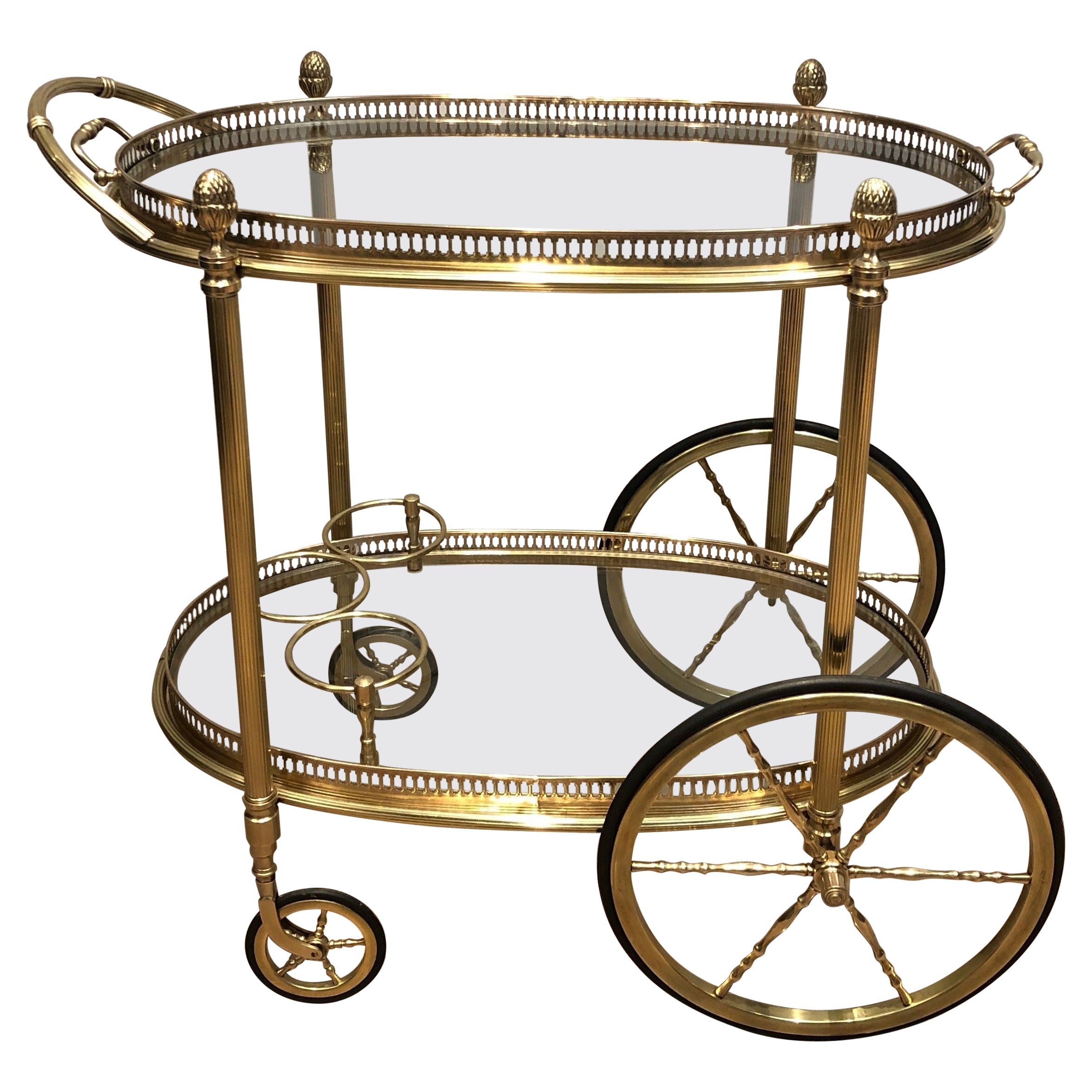 Oval Brass Drinks Trolley by Maison Bagués For Sale