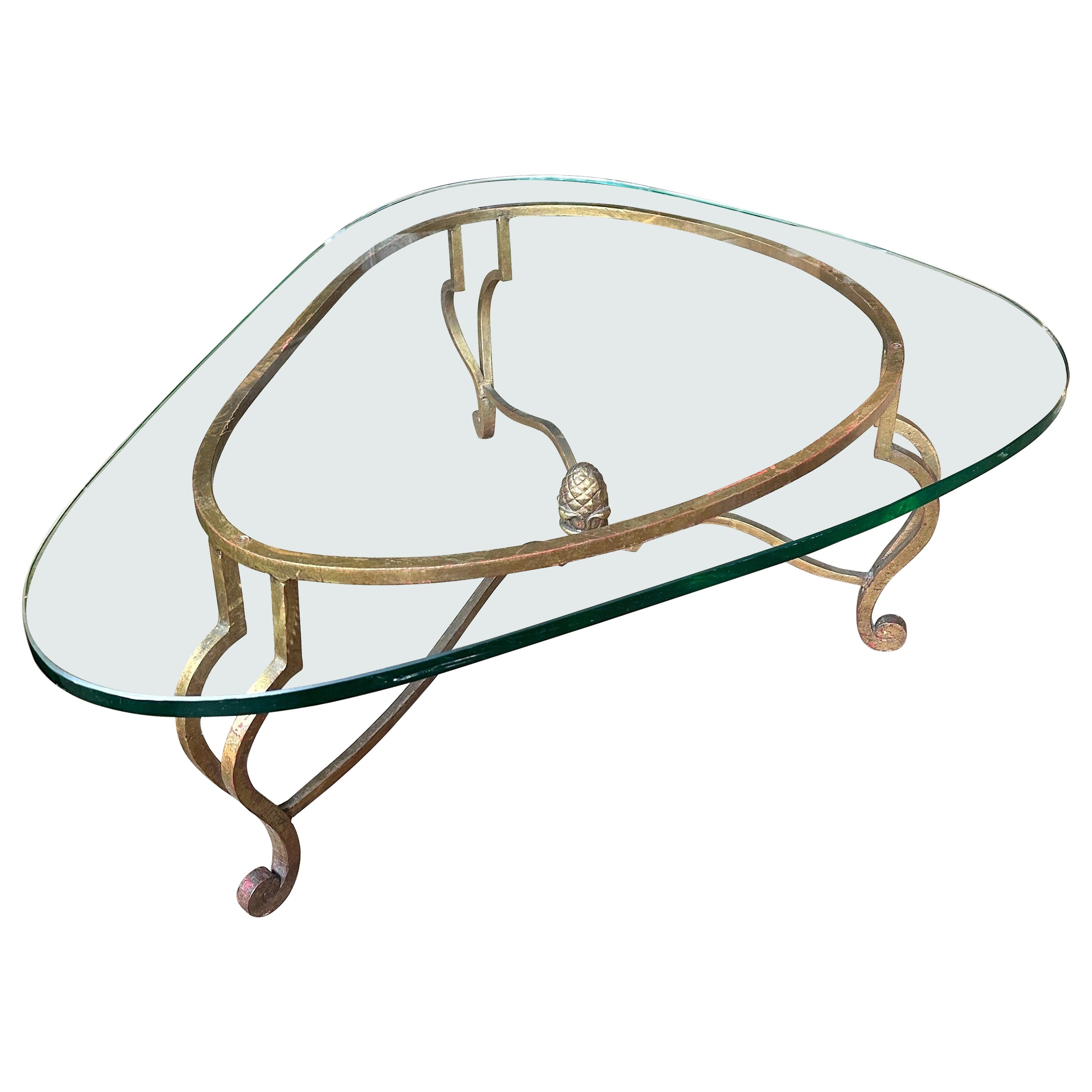 A Gilt Wrought Iron Coffee Table By Maison Ramsay For Sale