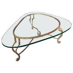 Retro A Gilt Wrought Iron Coffee Table By Maison Ramsay