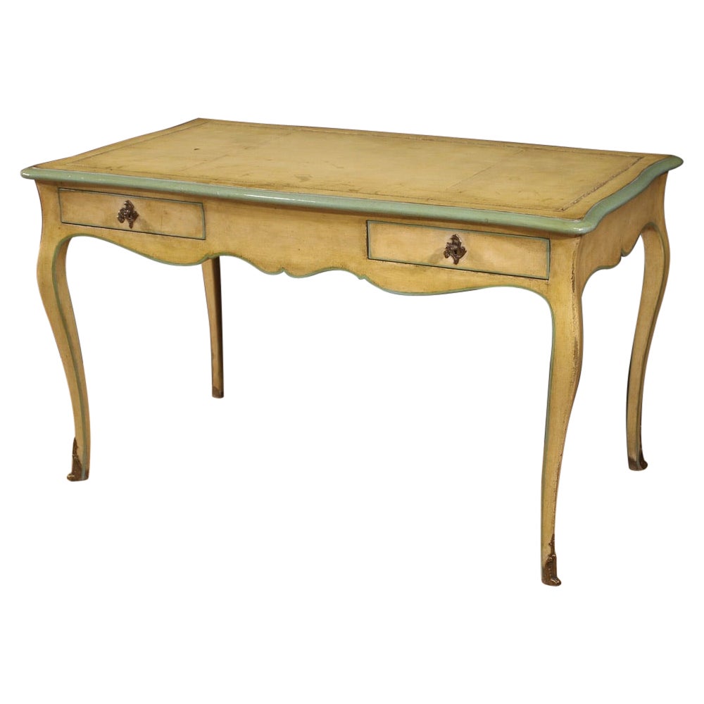 20th Century Lacquered and Painted Wood French Louis XV Style Writing Desk, 1950 For Sale