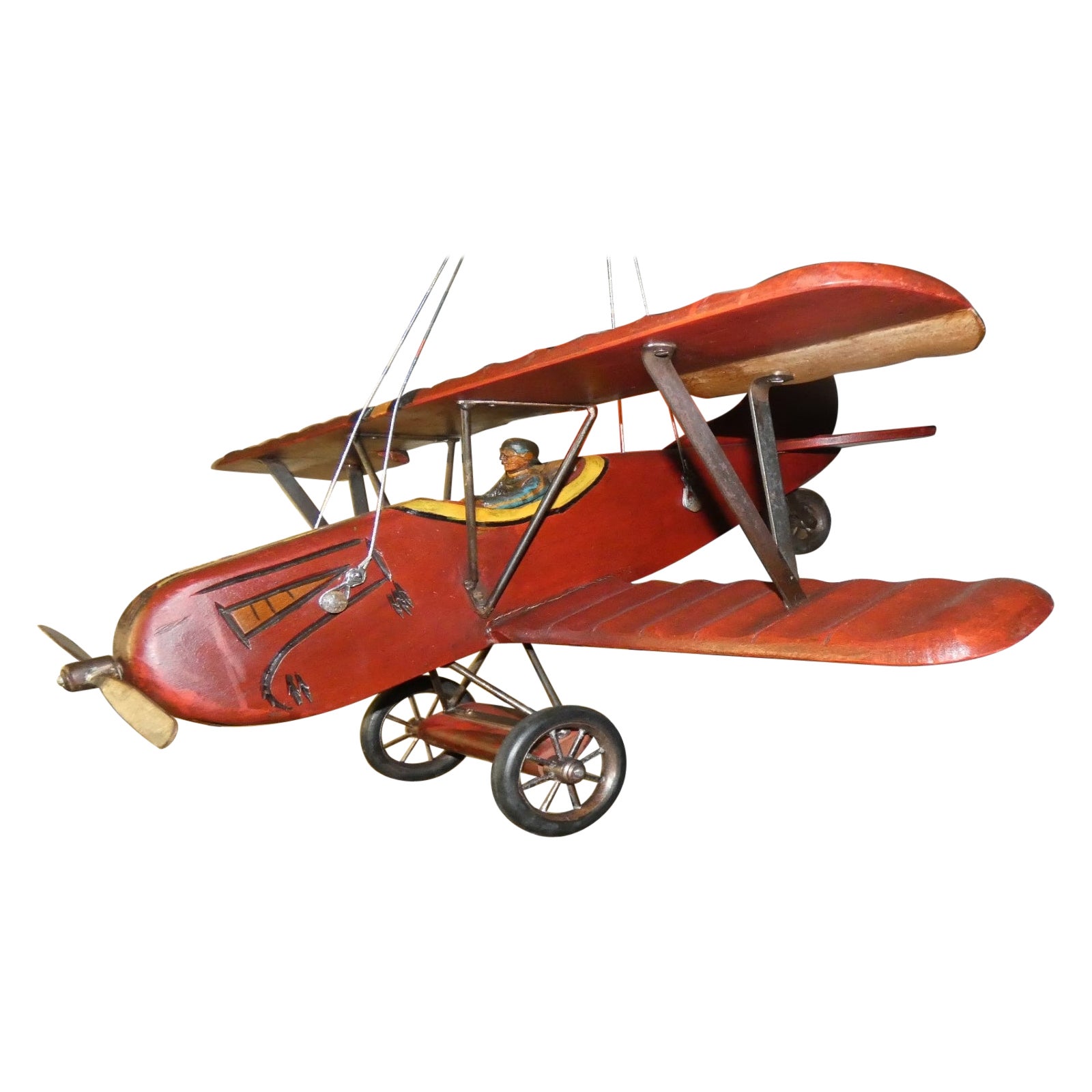 Aereo Modell Francesco Baracca SPAD S.XIII in legno dipinto a mano, SPAD S.XIII