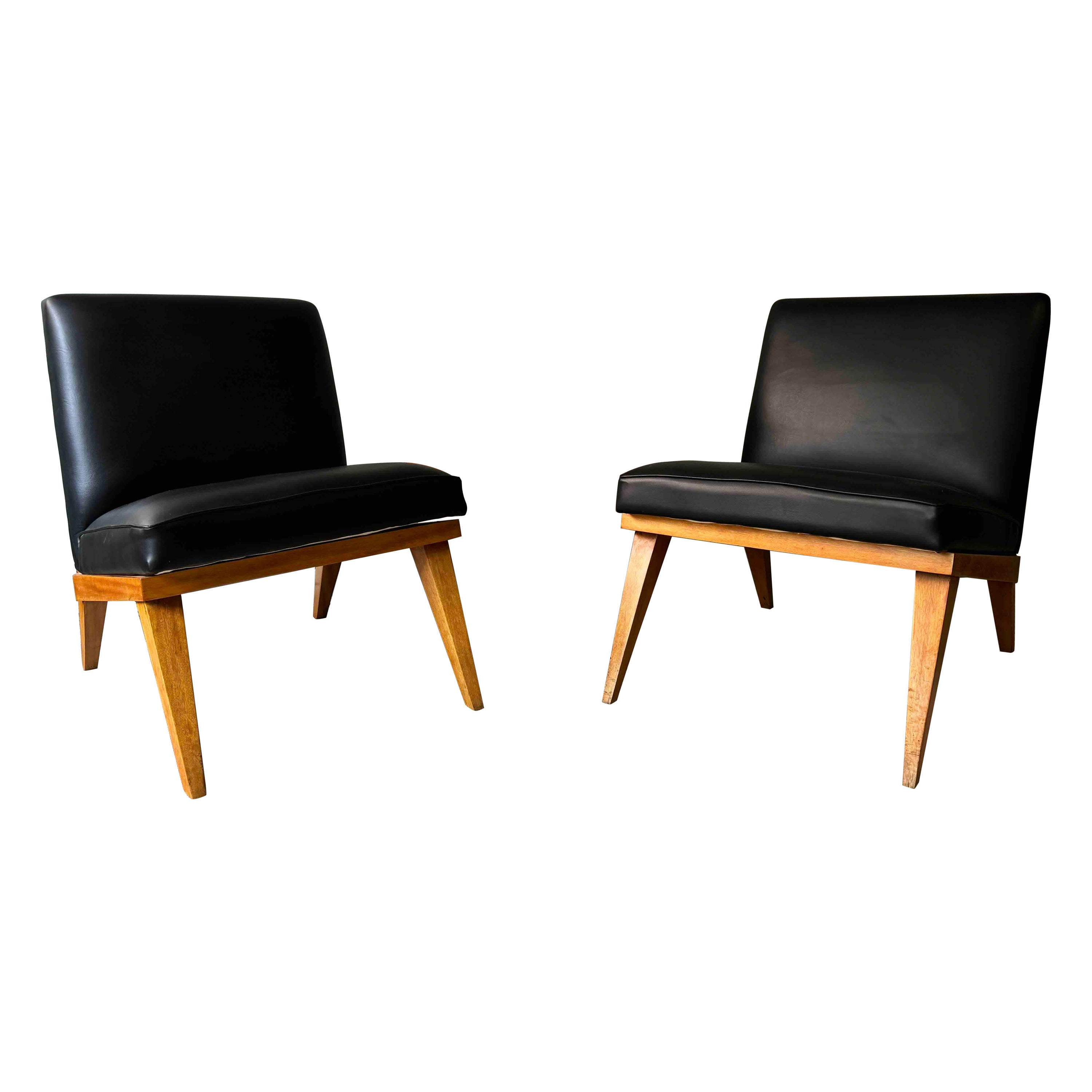 Pair of Low Chair in the style of Jens Risom Slipper Chair. 1950's