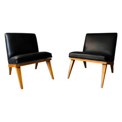Coppia di sedie basse in stile Jens Risom Slipper Chair. 1950's