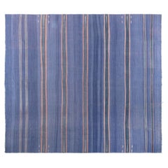 Tapis Dhurrie indien vintage rayé violet