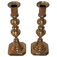 Antique 19th Century Brass Polished Candlestick Holders