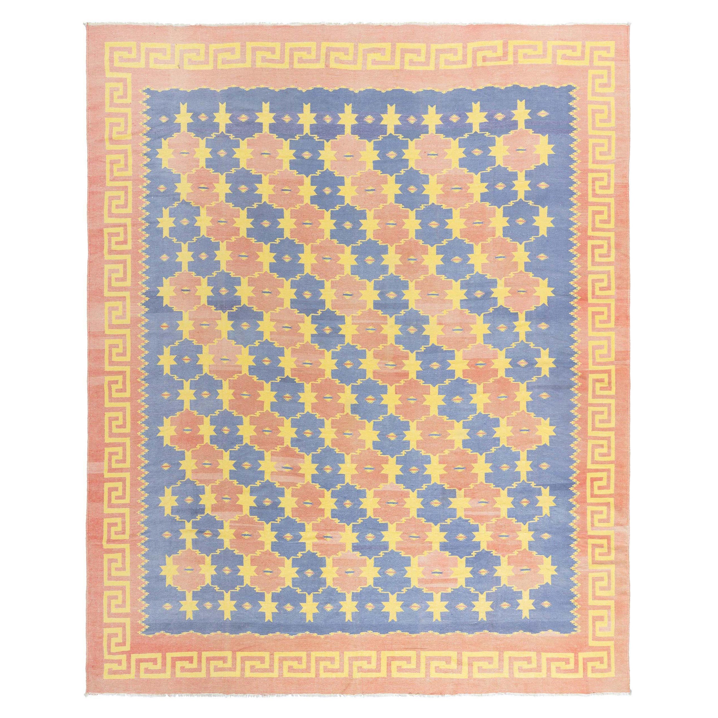 Vintage Indischer Dhurrie-Teppich im Angebot