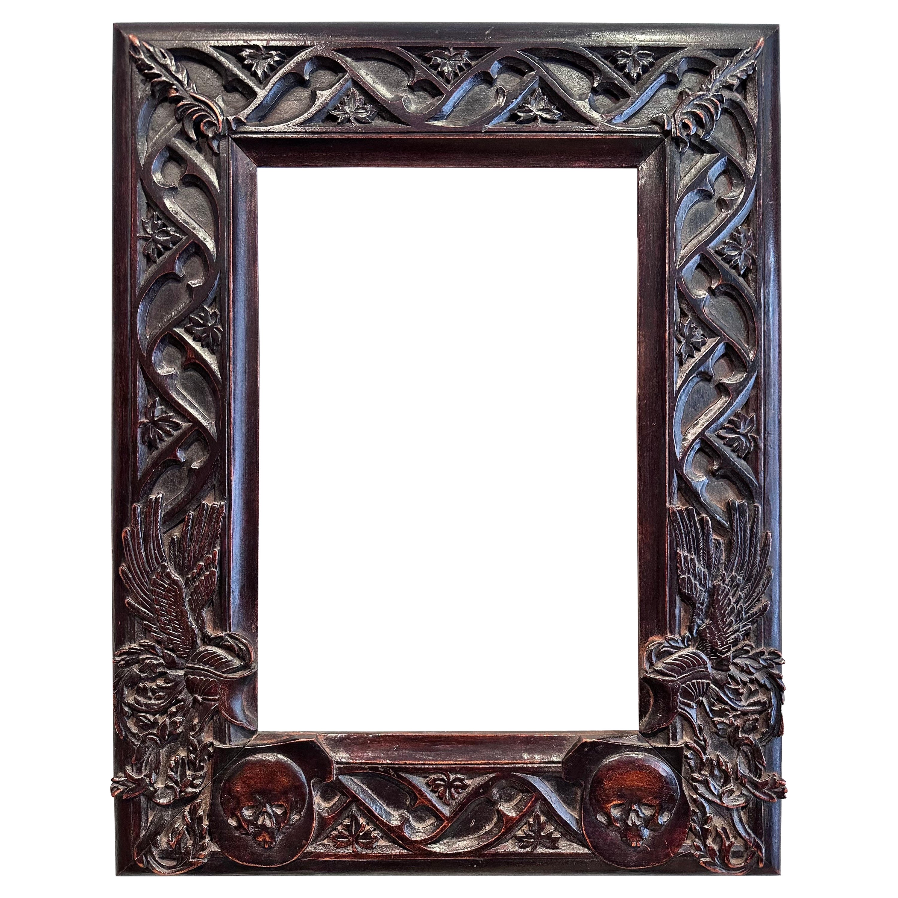 “Skull” Frame, Carved Wood 19th 1860-1880 Specially Created for Dürer Engraving  For Sale