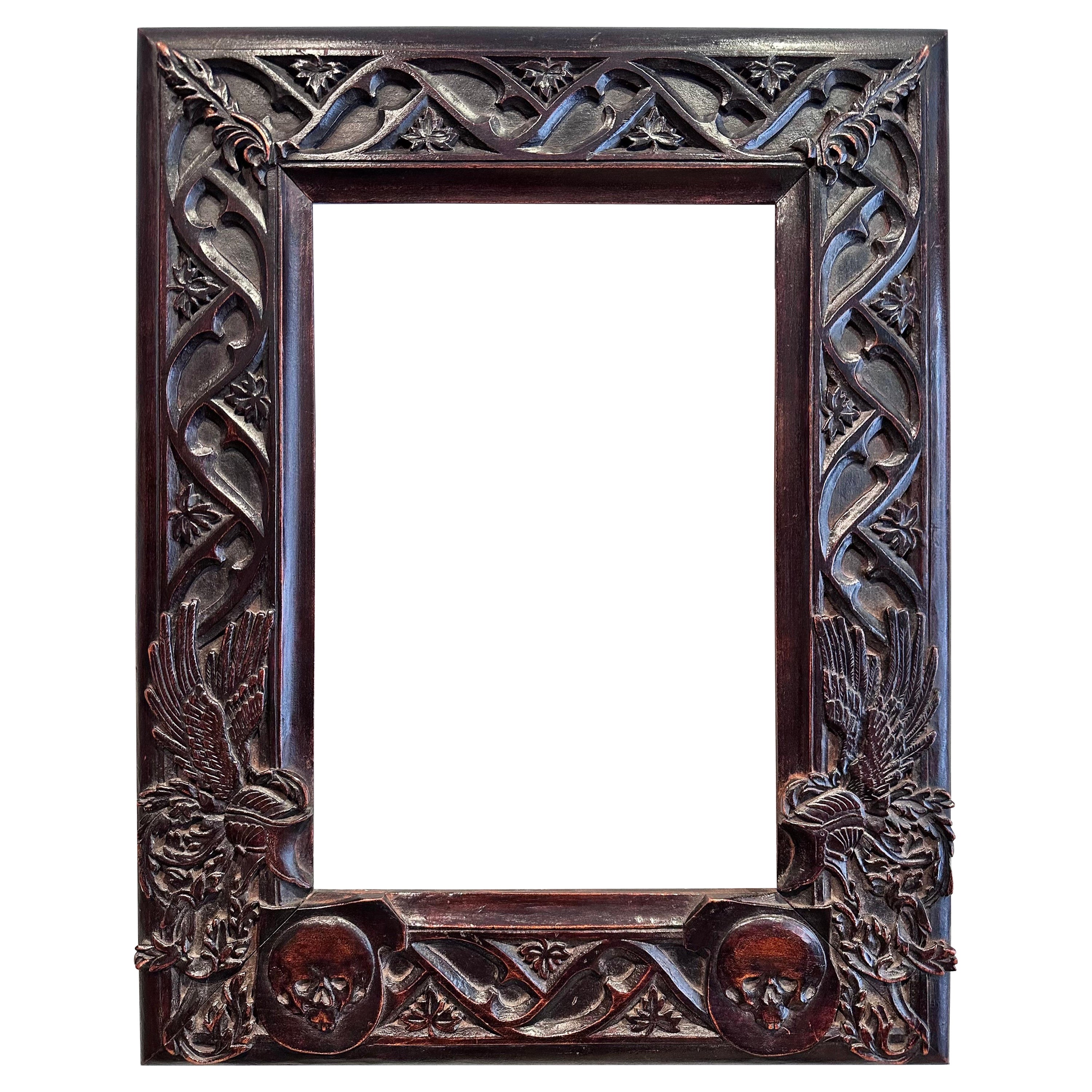 “Skull” Frame, Carved Wood 19th 1860-1880 Specially Created for Dürer Engraving For Sale