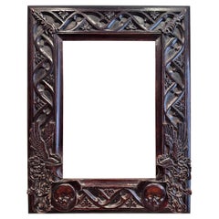 Antique “Skull” Frame, Carved Wood 19th 1860-1880 Specially Created for Dürer Engraving 