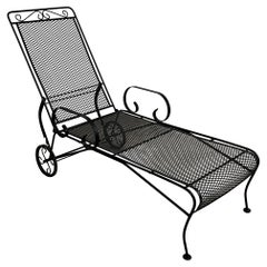 Used Salterini Style Outdoor Iron Chaise Lounge Chair 